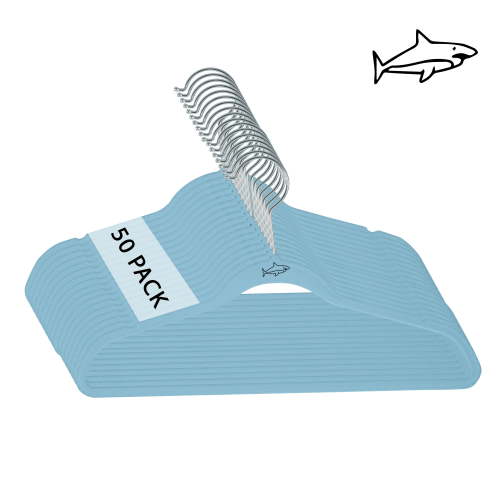 Simplify Kids 50 Pack Velvet Shirt Hangers in Light Blue