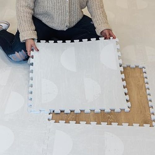 Little Landings Baby Play Mat for Floor - Aura Pearl (6x8ft) - Premium EVA Foam Play Mat for Babies & Toddlers (Ages 0-5+) Non-Toxic Playmat for Tummy Time, Crawling & Playroom - Stylish & Comfortable