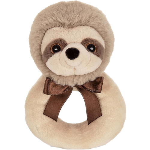Bearington Baby Lil' Speedster Plush Stuffed Animal Sloth Soft Ring Rattle, 5.5 Inch
