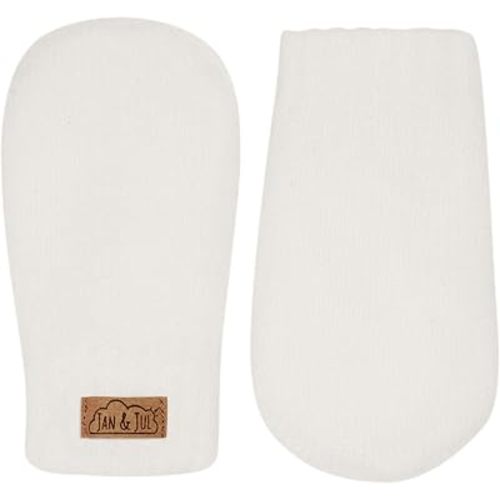 JAN & JUL Thumbless Knit Baby Mittens with Fleece Lining for Girls and Boys (Cream, Size S)