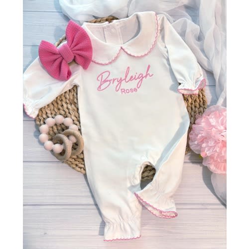 Personalized Custom Baby Girl Cotton Romper Outfit Newborn Coming Home