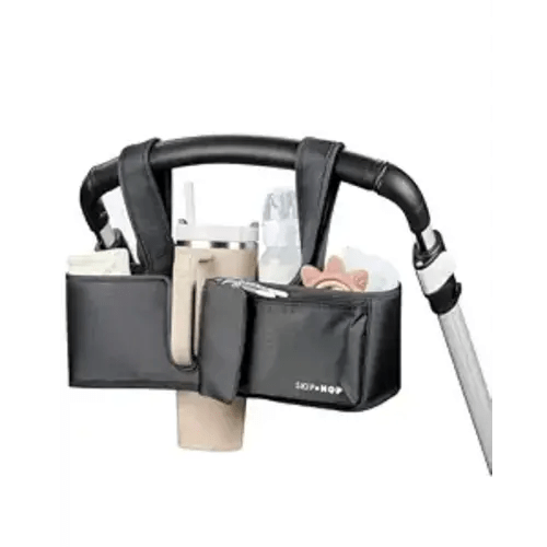 Skip Hop Ultimate Stroller Organizer Universal Fit with Adjustable Straps, Magnetic Flaps and Convertible Design That fits 40 oz. Tumblers, Black