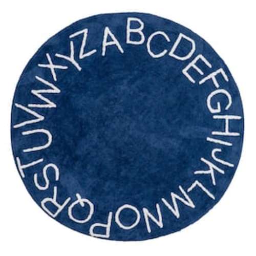 Kids Washable Round Alphabet Rug Navy 4 ft. x 4 ft. Accent Rug