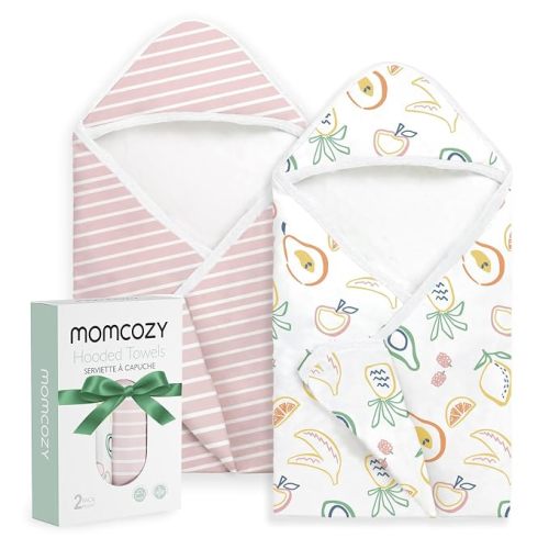 Momcozy Baby Towels, Soft Absorbent Bath Towel for Newborn&Toddler,Pink
