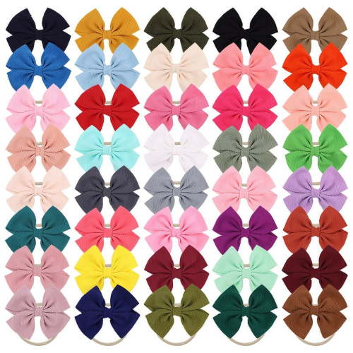 Namotu Fashion Headbands Kids Big Bows Nylon Headband, Assorted, 40 ct