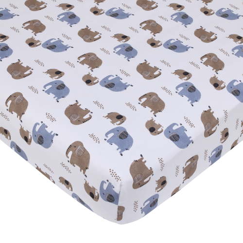 Carter's Blue Elephant Tan and Blue Elephants Fitted Crib Sheet