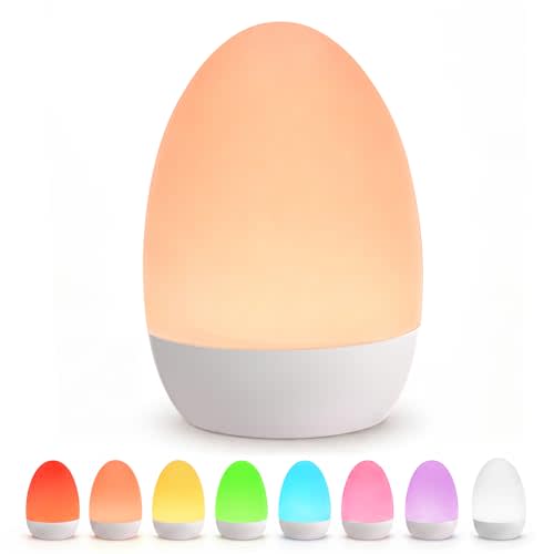 AmazeFun Egg Night Light for Nursery, Baby Essentials for Newborn, Rechargeable Baby Night Light with 3 Color Temperatures + 12 RGB Colors, Touch Dimmable, Egg Light for New Baby, Night Feeding, Kid