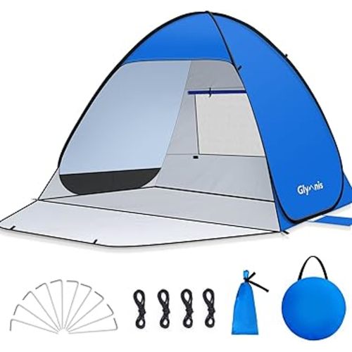 Glymnis Pop Up Beach Tent Sun Shade Shelter 1-4 Persons UPF 50+ Lightweight Family Beach Shade Portable Beach Tent