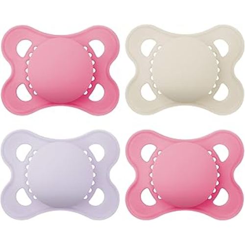MAM Original Matte Baby Pacifiers, Binky for Girls 0-6 Months, BPA-Free Silicone Nipple, Easy to Clean, Best for Breastfed Babies, Developed with Medical Experts, 4 Count Binkies