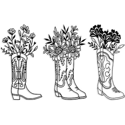 Otoolling 3 Pcs Metal Cowboy Flowers Wall Arts Vintage Western Wall Decor for Living Room Bathroom Bedroom Dining Room Housewarming Gifts(Cowboy Boots,Black)