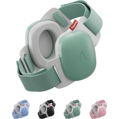 Alpine Muffy Baby Comfort - Protects Hearing for Babies and Toddlers - CE & ANSI Certified - Unique Headband for Safe fit & Comfort - Multi-adjustable for Ages 3-48 Months, 24dB Sound Reduction, Green
