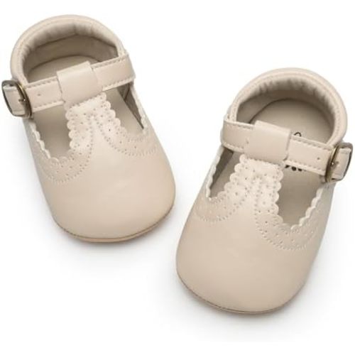 HONGTEYA Baby Girls Shoes Infant Mary Jane Flats Non Slip Newborn Moccasins