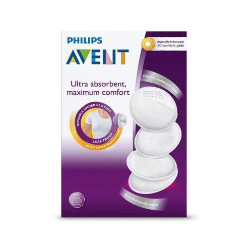 Philips Avent 60 Pack Disposable Breast Pads Comfortable Discreet Fit - Day Use
 - White