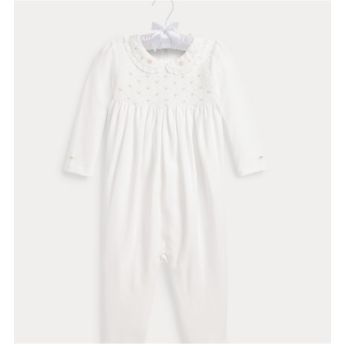 Smocked Organic Cotton Coverall | Ralph Lauren