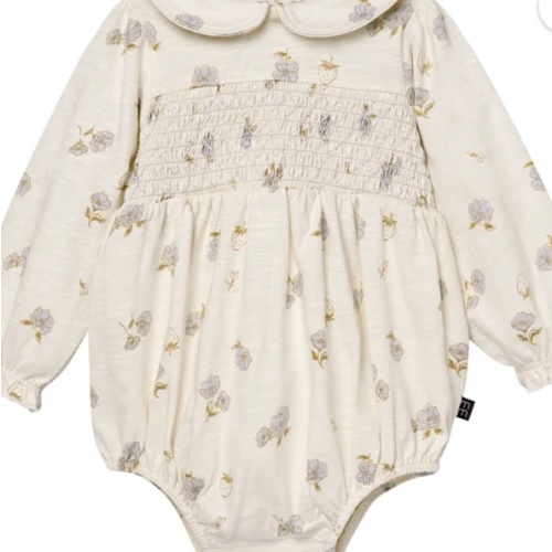 Modern Moments by Gerber Baby Girl Smocked Long Sleeve Bubble Romper, Sizes 0/3 Months - 24 Months