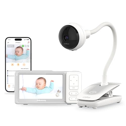 CHILLAX Giraffe Pro Portable Baby Monitor–Video Baby Monitor for Travel with Battery Base Stand,HD 1080p Camera and 5”Screen, Privacy Protection WiFi ON-Off Switch, Gooseneck Design, Night Vision