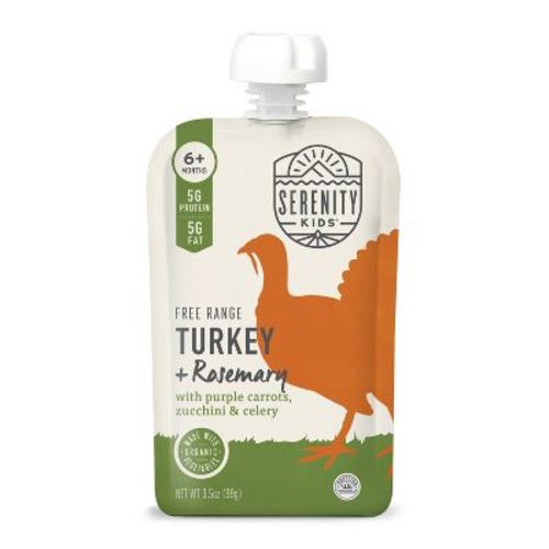 Serenity Kids Free Range Turkey & Rosemary with Organic Purple Carrots, Zucchini & Celery Baby Food Pouch - 3.5oz