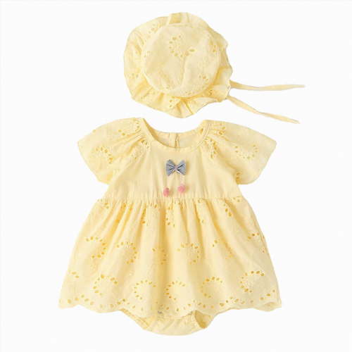 Gubotare Baby Girl Romper Baby Birthday Outfit Girl Romper Cute Embroidered Letter Tshirt Romper Clothes 0 3 6 9 12 18 24 Months (Yellow,12-18 Months)