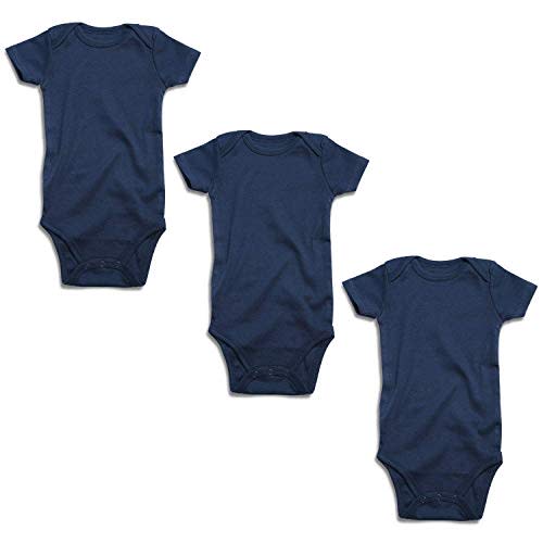 GKrepps Unisex 3-Pack Short-Sleeve 100% Organic Cotton Baby Bodysuits Infant Toddler