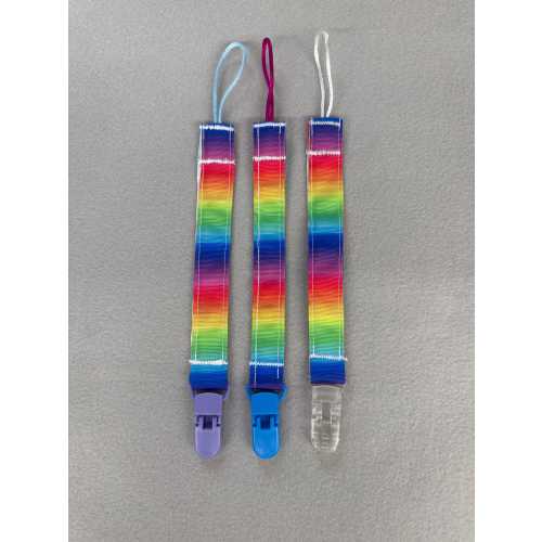 Rainbow Stripe Pacifier Clip