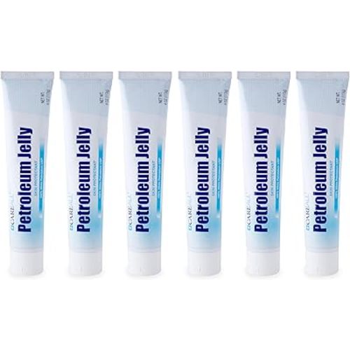 CareALL Petroleum Jelly 4 Oz. Tube (6 Pack), Unscented, 100% Pure White Petrolatum Jelly USP, Moisturizer for Dry Cracked Skin and Lips, Protectant for Minor Cuts, Scrapes, Burns.