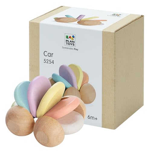 PlanToys® Wooden Baby Push Toy Car | Montessori Toy for Infants | Wooden Baby Toy with Flexible Body | Sensory & Motor Skill Development Toy for 6+ Months
