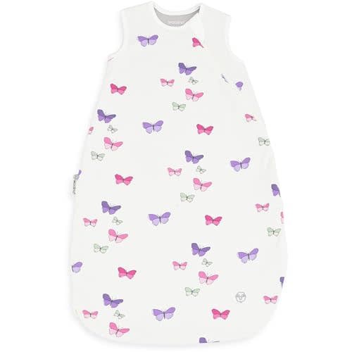 Woolino Merino Wool and Organic Cotton Baby Sleep Bag - 4 Season Classic Sleep Sack for Baby - Two-Way Zipper Sleeping Bag for Baby and Toddler - 6-18 Months - Butterfly