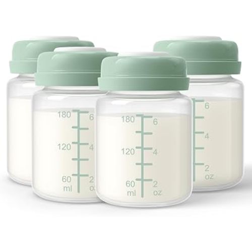 Milk Storage Bottles 6 oz, Compatible with Spectra Pump & Momcozy Cooler