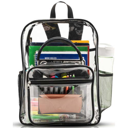 JPACK Clear Backpack – Heavy Duty Transparent Bookbag for Adults and Teens | School, Work, Travel, Stadiums (Black)