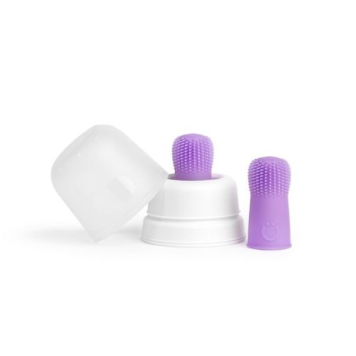 Ubbi Baby Silicone Finger Toothbrush with Storage Case, 2 Pack, Smoothie Purple