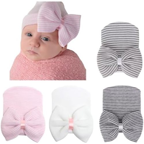 Newborn Baby Girl Hats with Bow No Scratch Cotton Toddler Infant Hat Beanie Caps Soft Newborn Hospital Hat 0-3 Months