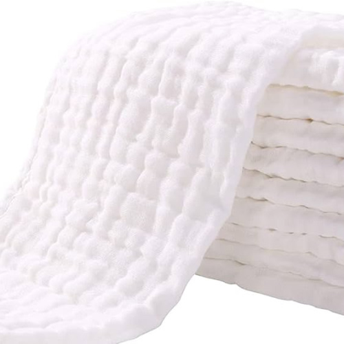 Muslin Burp Cloths, Organic Cotton, White