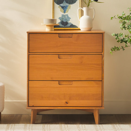 Mercury Row® Yarber Groove 3 Drawer Solid Wood Chest & Reviews | Wayfair