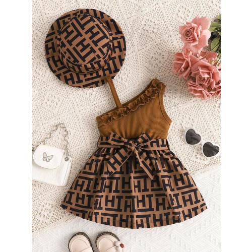 SHEIN Elegant Baby Girl Houndstooth Plaid Embroidered Dress With Hat, Spring/Summer | SHEIN USA