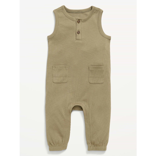 Printed Sleeveless Henley One-Piece Romper for Baby