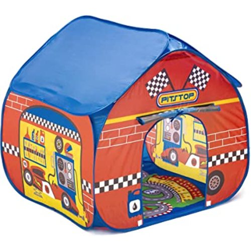 Pop It Up Pit Stop Tent with Race Mat Playhouse Fun2Give, Front & Back Doors, Spacious Interior, Pretend Play, Toddlers & Kids Ages 3+