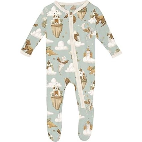 KicKee Zip-Up Footie for Babies & Toddlers – Viscose from Bamboo Sleepwear with Built-In Hand Covers and Grippy Feet