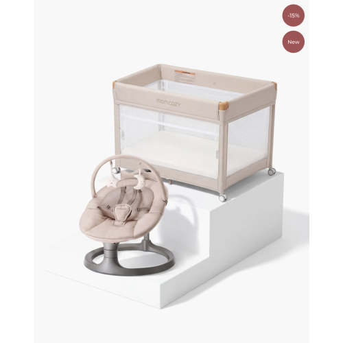 One-Click Foldable Baby Playard with Bassinet | Momcozy