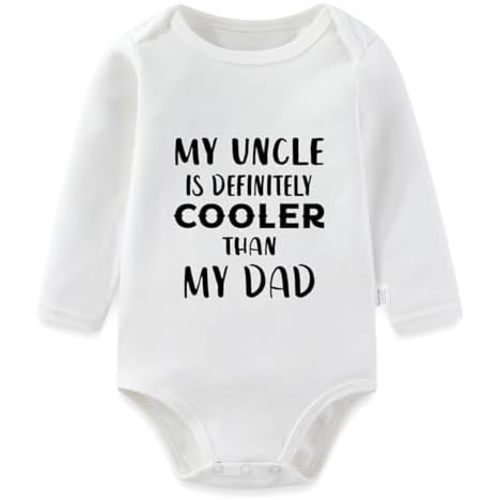 My Uncle is Definitely Cooler than my Dad Long Sleeve Baby Bodysuits, Playsuit Romper Girls Boys 0-24 Months