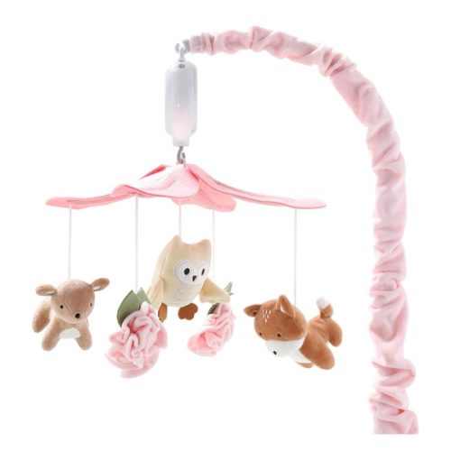 The Peanutshell Crib Mobile for Girls - Pink and White Musical Baby Crib Mobile with 12 Lullabies, Forest Baby Little Forest Nursery Decor