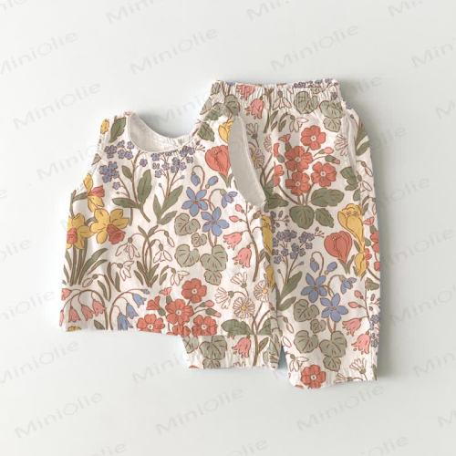 Baby Toddler Spring Flowers Sleeveless 2-piece Set