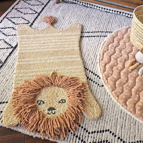 Crane Baby Hand Tufted Wool Animal Shaped Rug - Lion, 24” X 36” X 0.6”