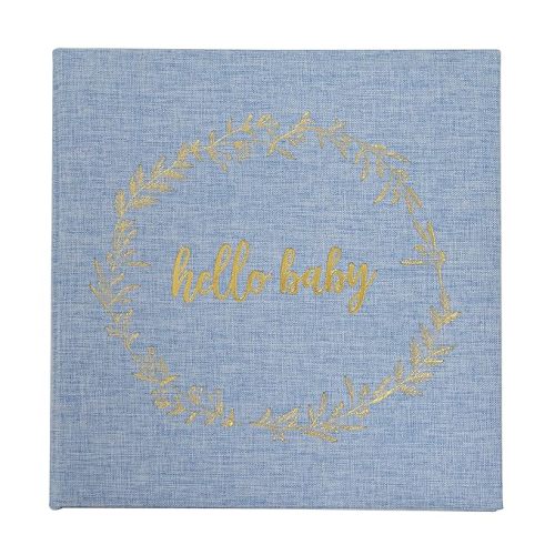 Kate & Milo Linen Baby Book, First 5 Years Memory Book, Newborn Milestone Journal, Baby Boy Keepsake, Denim Blue - Blue Denim Square Baby Book