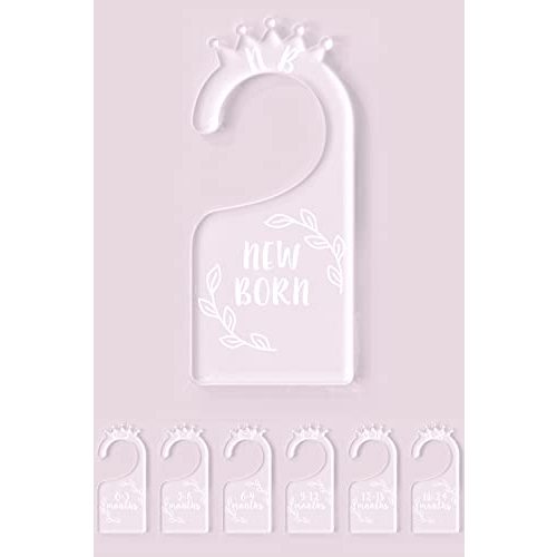 OneDream Baby Closet dividers Hanger separators - Set of 7 Baby Clothes dividers for Closet from Newborn to 24 Months, Acrylic Infant Clothes Divider Support DIY Pattern by Yourself