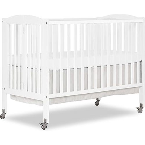 Dream On Me Full Size 2-in-1 Folding Baby Crib, GREENGUARD Gold, White
