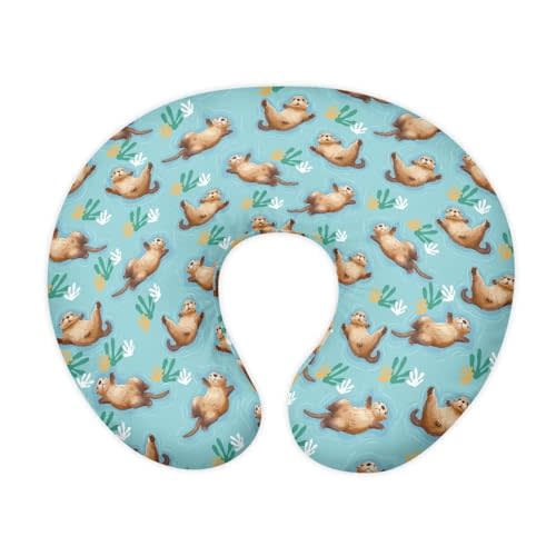 Cartoon Otter Skin-Friendly Nursing Pillow Slipcover Dustproof Nursing Pillow Cover Stretchy Fabric Bottle and Breastfeeding Pillow Cover for Boys and Girls Easy to Use