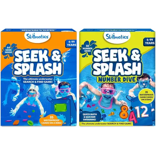 Skillmatics Seek & Splash Bundle, Underwater Search and Find Game, Perfect for Swimming Pool & Summer Fun for Kids, Gifts for Boys & Girls Ages 6, 7, 8, 9 & Up