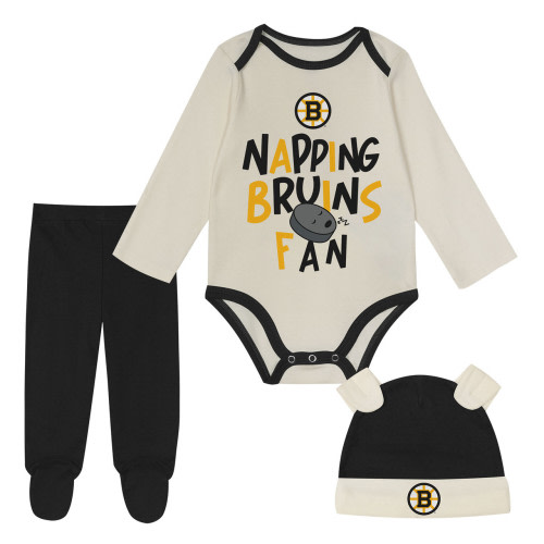 Bruins Newborn Little Champ 3PC Creeper, Pant, and Hat Set