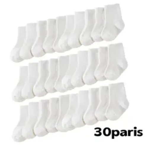 30-pack Plain White Unisex Baby and Children's Socks Soft Cotton Non Slip Essentials Daily Wear Classic Breathable Fabric Comfortable Fit Bulk Socks - TikTok Shop