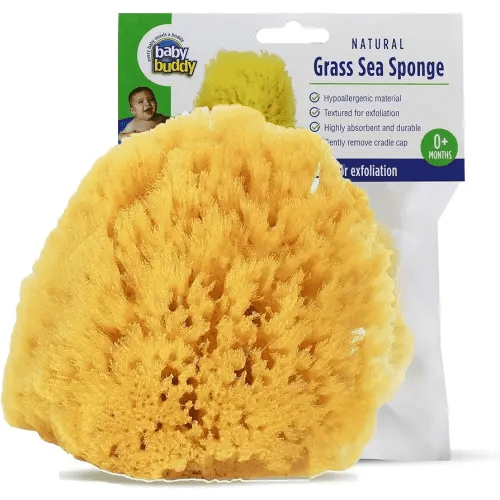 Baby Buddy Natural Grass Sea Sponge, Newborn Bath Time Essential, Textured for Exfoliation, Hypoallergenic, 1 Count